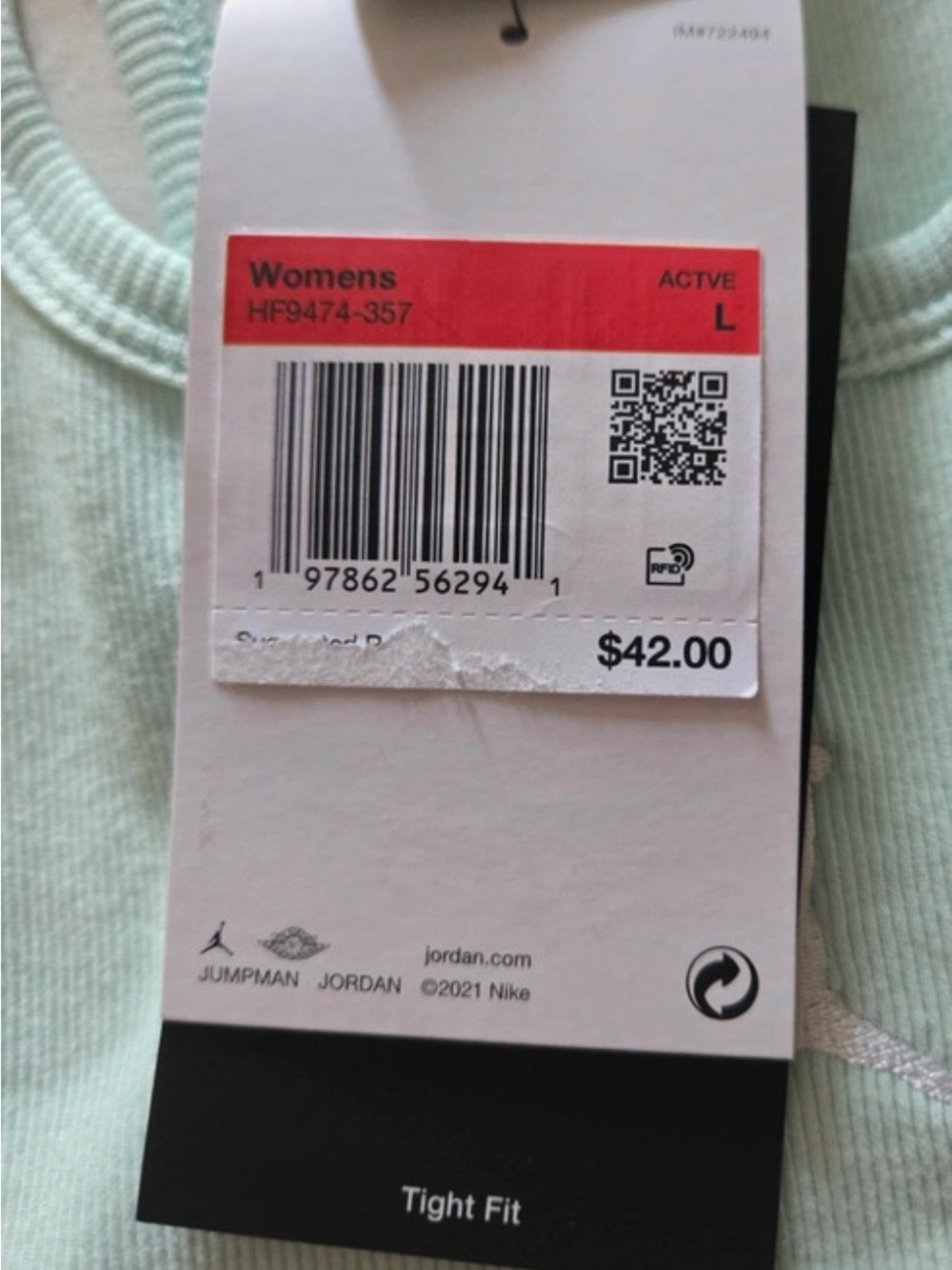 Jordan Mint Ribbed Racerback Crop Tank - Picture 5 of 8